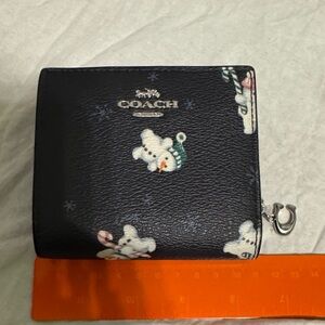 Coach Navy Wallet with Snowman Motif